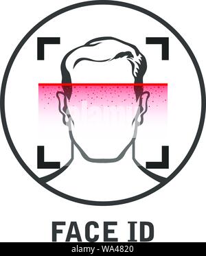 Face id scan icon - facial scanner for smart phone or laptop, face scanning process Stock Vector