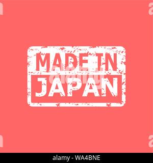 Made in japan rubber texture stamp illustration. Vector stamp fabricated texture watermark, made in Japan. Produce manufacture item Stock Vector