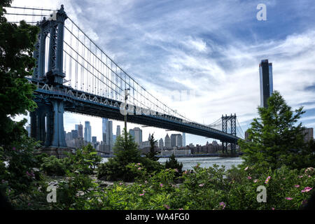Manhattan Bridge in the Morning, New York, Manhatten, East River, Stock Photo