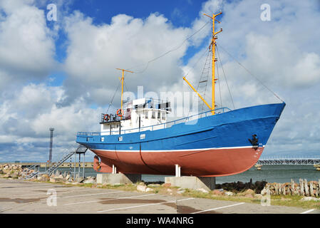 Ship in harbour of Ventspils, Latvia, Baltic state in Europe Stock Photo