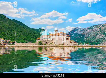 Church of Our Lady of the Rocks on island near Perast, Montenegro Stock Photo