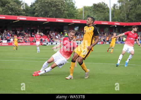 Salford, UK. 17th August 2019. Scott Wiseman slips during the Sky Bet League 2 match between Salford City and Port Vale at Moor Lane, Salford on Saturday 17th August 2019. Editorial use only, license required for commercial use. Photograph may only be used for newspaper and/or magazine editorial purposes. (Credit: Luke Nickerson | MI News) Credit: MI News & Sport /Alamy Live News Stock Photo