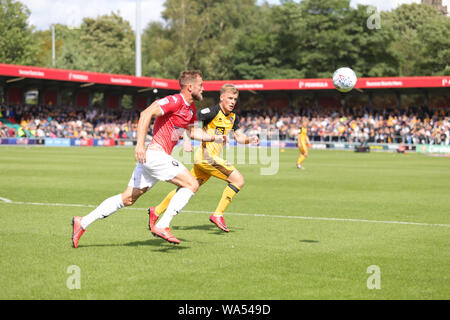 Salford, UK. 17th August 2019. Scott Wiseman and Tom Conlon chase after the ball during the Sky Bet League 2 match between Salford City and Port Vale at Moor Lane, Salford on Saturday 17th August 2019. Editorial use only, license required for commercial use. Photograph may only be used for newspaper and/or magazine editorial purposes. (Credit: Luke Nickerson | MI News) Credit: MI News & Sport /Alamy Live News Stock Photo