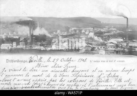 Differdange - L'usine vue à vol d'oiseau. Stock Photo