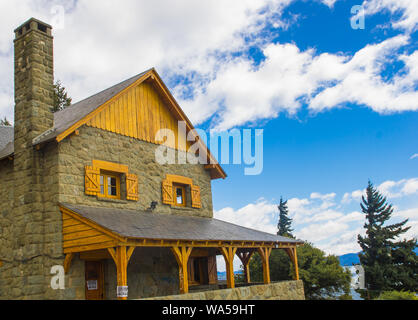 Civic Centre BARILOCHE, ARGENTINA - march 24, 2018:Civic Centre, Centro Civico and main square in downtown Bariloche City San Carlos de Bariloche, Arg Stock Photo