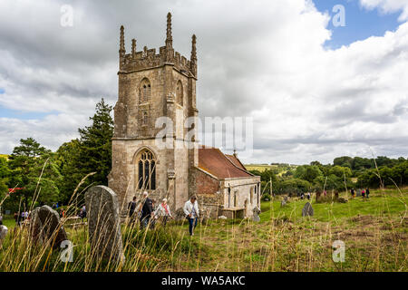 St Giles Church in the ghost village of Imber in Wiltshire, UK on 17 August 2019 Stock Photo
