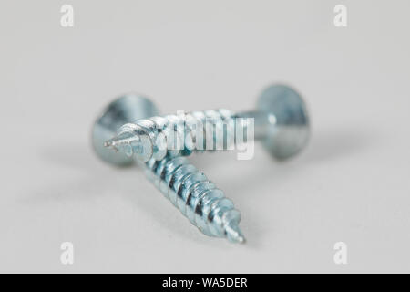 a close up shot of a wood screw. Stock Photo