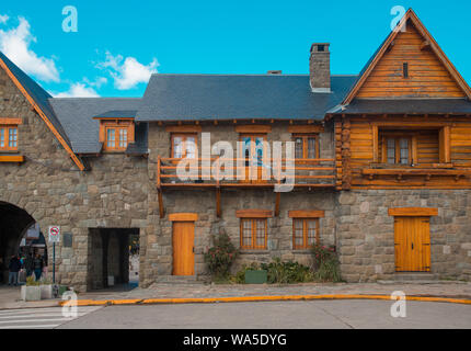 Civic Centre BARILOCHE, ARGENTINA - march 24, 2018:Civic Centre, Centro Civico and main square in downtown Bariloche City San Carlos de Bariloche, Arg Stock Photo