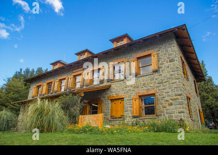 Civic Centre BARILOCHE, ARGENTINA - march 24, 2018:Civic Centre, Centro Civico and main square in downtown Bariloche City San Carlos de Bariloche, Arg Stock Photo