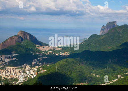 Aerial view of Rio de Janeiro town where gavea hippodrome can be seen in the distance, Brazil Stock Photo
