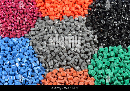 polymer pellets tinted in different colours Stock Photo