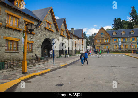 Civic Centre BARILOCHE, ARGENTINA - march 24, 2018:Civic Centre, Centro Civico and main square in downtown Bariloche City San Carlos de Bariloche, Arg Stock Photo