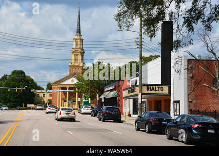 Looking down Glenwood Ave. in the Five Points neighborhood of Raleigh North Carolina. Stock Photo