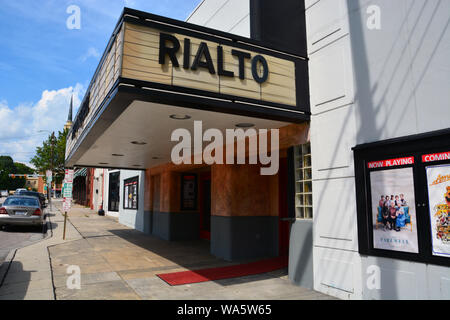 The Rialto is a small indie movie theater located on Glenwood Avenue in the heart of Raleigh's Five Point's neighborhood. Stock Photo