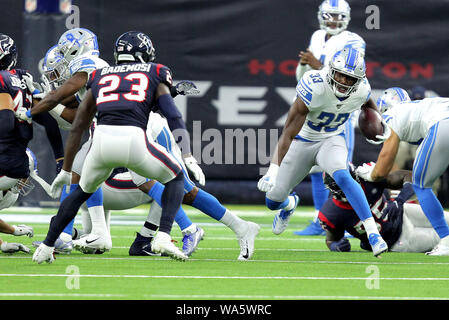 Houston, Texas, USA. 17th Aug, 2019. Houston Texans linebacker Dylan Cole  (51) looks to tackle Detroit Lions running back C.J. Anderson (26) on a  running play during the first quarter of the