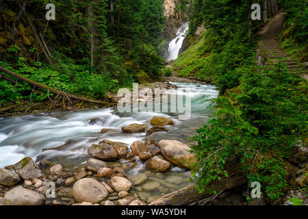 Bear Creek Falls in the Glacier National Park of Canada, Columbia-Shuswap A, Rogers Pass area, British Columbia, Canada Stock Photo