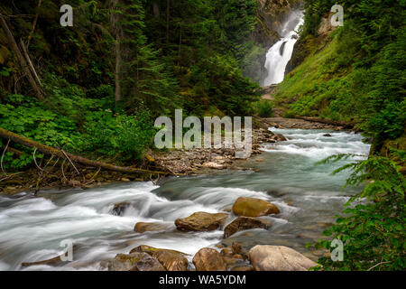 Bear Creek Falls in the Glacier National Park of Canada, Columbia-Shuswap A, Rogers Pass area, British Columbia, Canada Stock Photo