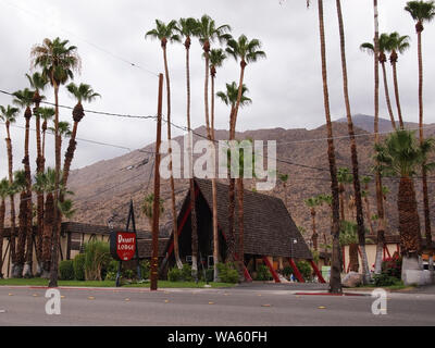 PALM SPRINGS, CALIFORNIA - JULY 18, 2018: The Desert Lodge hotel, featuring a classic mid century A Frame structure, was built around 1963 and origina Stock Photo