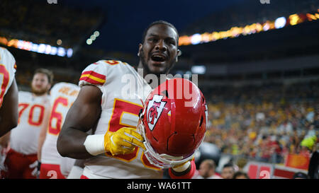 August 17th, 2019: Frank Clark #55 during the Pittsburgh Steelers vs Kansas City Chiefs at Heinz Field in Pittsburgh, PA. Jason Pohuski/CSM Stock Photo