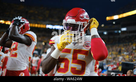 August 17th, 2019: Frank Clark #55 during the Pittsburgh Steelers vs Kansas City Chiefs at Heinz Field in Pittsburgh, PA. Jason Pohuski/CSM Stock Photo