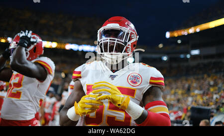 August 17th, 2019: Frank Clark #55 during the Pittsburgh Steelers vs Kansas City Chiefs at Heinz Field in Pittsburgh, PA. Jason Pohuski/CSM Stock Photo