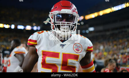 August 17th, 2019: Frank Clark #55 during the Pittsburgh Steelers vs Kansas City Chiefs at Heinz Field in Pittsburgh, PA. Jason Pohuski/CSM Stock Photo