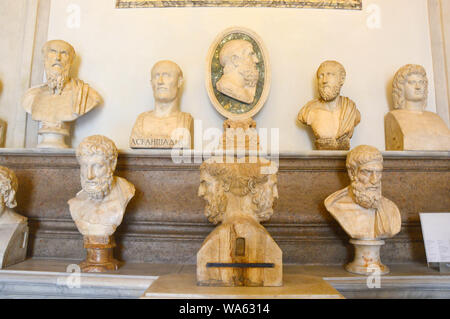 ROME, ITALY - APRIL 6, 2016: Hall of Philosophers, Palazzo Nuovo, Capitoline Museums, Rome, Italy Stock Photo