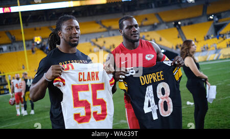 August 17th, 2019: Frank Clark #55, and Bud Dupree #48 during the Pittsburgh Steelers vs Kansas City Chiefs at Heinz Field in Pittsburgh, PA. Jason Pohuski/CSM Stock Photo