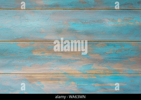 Wooden vintage background, space for design. Blue pastel wooden texture empty horizontal surface. Stock Photo