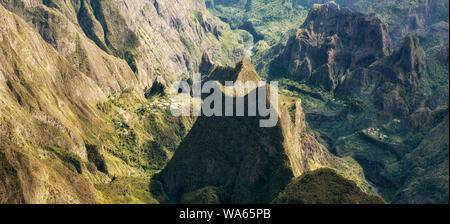 cirque of mafate, highland of the reunion island , view from maïdo summit. Stock Photo