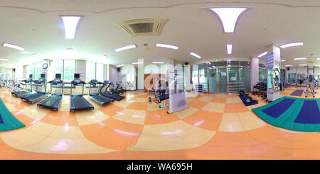 360 degree panoramic view of Fitness Gym club full 360 degree panorama spherical projection