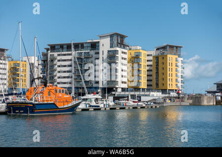 Eastbourne RNLI Lifeboat Sovereign Harbour, Eastbourne, East Sussex, England,UK Stock Photo