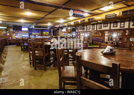 Kiev Ukraine March 19 2018 Traditional Irish Beer Pub With A Wooden Interior Many Empty Tables And Chairs Stock Photo Alamy