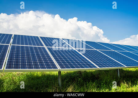 Solar power plant with photovoltaic panels Stock Photo