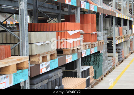 Pallets with stones in a hardware store Stock Photo