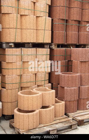 Pallets with stones in a hardware store Stock Photo