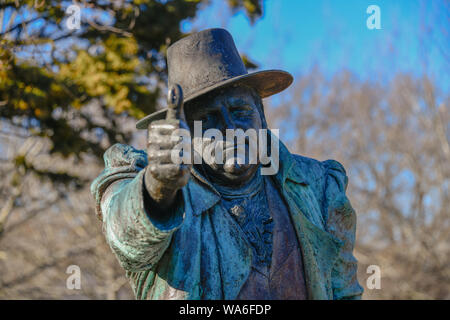 John Glover Statue, Painter, Thumbs Up, Evandale Tasmaina, Australia Stock Photo