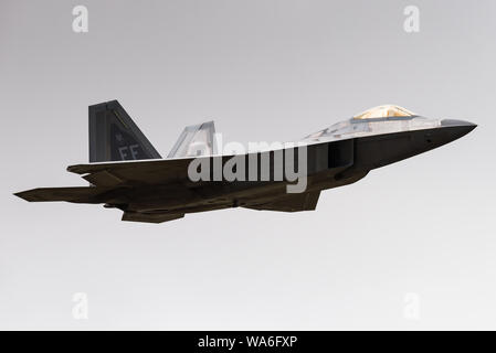 A Lockheed Martin F-22 Raptor fifth generation stealth fighter jet of the United States Air Force. Stock Photo