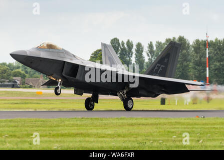 A Lockheed Martin F-22 Raptor fifth generation stealth fighter jet of the United States Air Force. Stock Photo