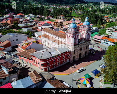 Sinincay, Ecuador, Jan 28, 2018: Aerial image of Iglesia De San Francisco De Sinincay in Ecuador Stock Photo