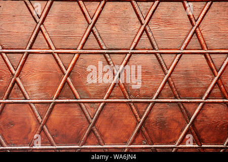 Wooden background with embossed David's star detail. Decorated wooden textured background Stock Photo