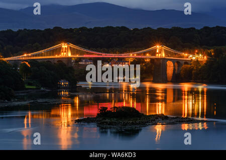 Menai Suspension Bridge, Bangor to Anglesey Stock Photo
