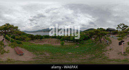 360 degree panoramic view of JECHEON, SOUTH KOREA 22 May 2019: 360 degrees full seamless spherical panorama of Chungjuho Lake Park. Chungjuho Lake isthe largest scale multi-purpos