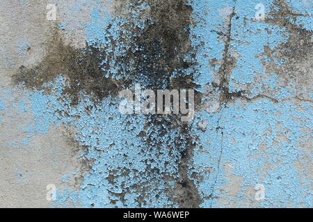 Background Pattern, Texture of Peeling Painted on Blue Grunge Wall with Copy Space for Text Decorated. Stock Photo