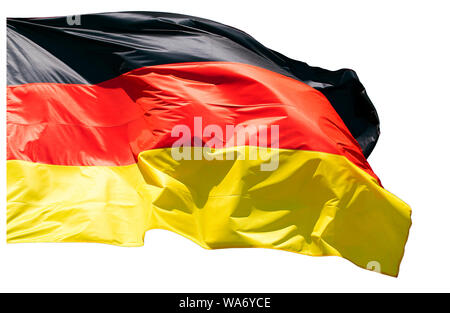 Germany Flag isolated on white Background, waving German Flag Stock Photo