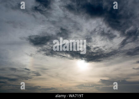 Blue sky with gray clouds in evening. Stock Photo