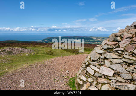 Bossington Hill and the Bristol Channel, with Wales in the distance, seen from Dunkery Beacon - the highest point on Exmoor, between Wheddon Cross and Stock Photo