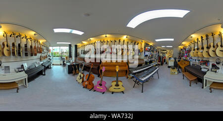 360 degree panoramic view of ANSAN, SOUTH KOREA 4 JULY, 2019: full seamless panorama 360 degrees angle view in interior of shop. Restaurant, Florist, Billiard room. skybox VR cont