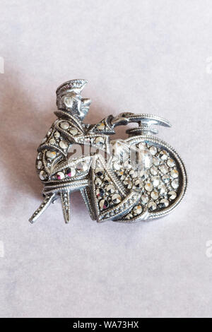 Close up of Vintage Marcasite Pin Stock Photo