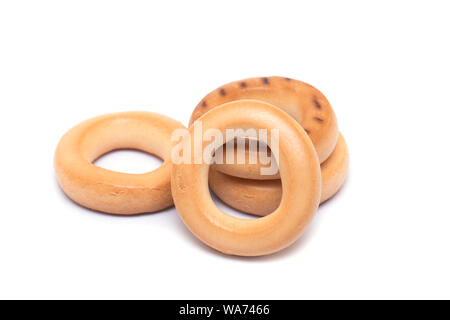 Russian Bagels, small Bagels isolated on white Background Stock Photo